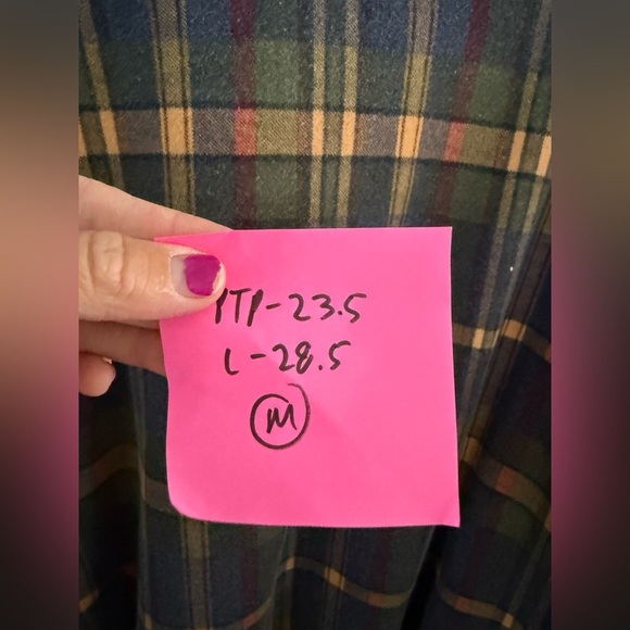 VTG Lands End Quarter Zip Pullover Sweatshirt Jacket Plaid Flannel Multi Color M - Picture 10 of 11